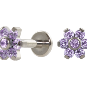 LABRET TITÂNIO R/I FLOR C/ ZIRCÔNIA MOD2 - LILÁS