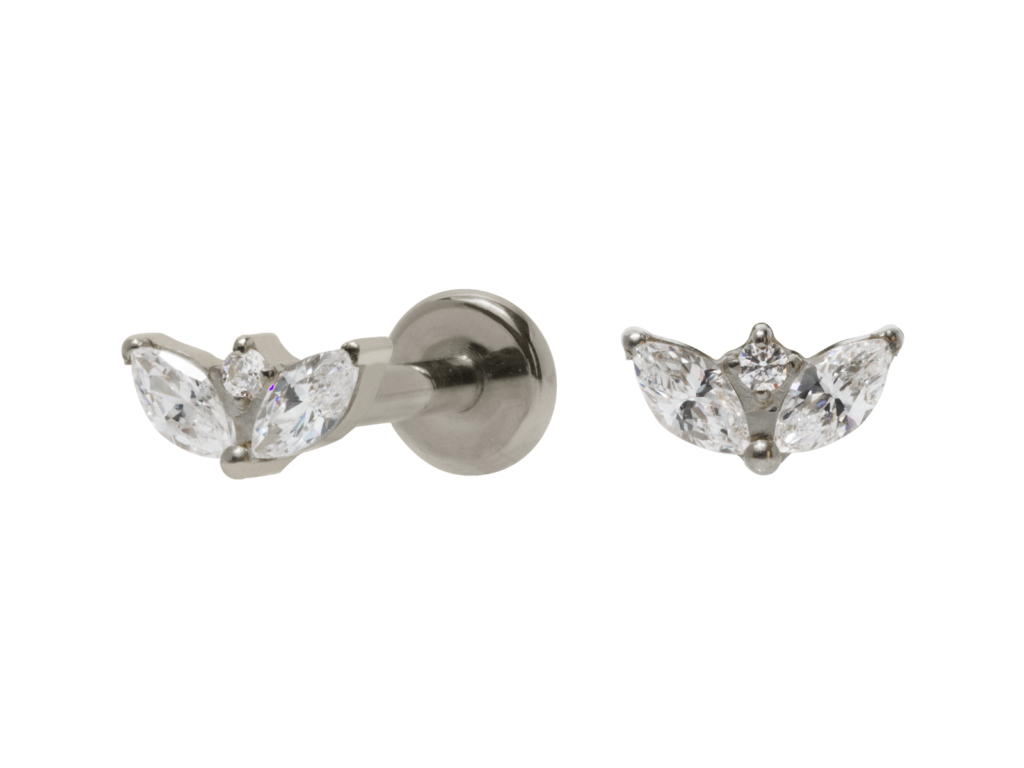 LABRET TITÂNIO R/I MINI LÓTUS C/ ZIRCÔNIA