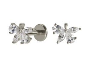 LABRET TITÂNIO PUSH PIN FOLHA C/ ZIRCÔNIA
