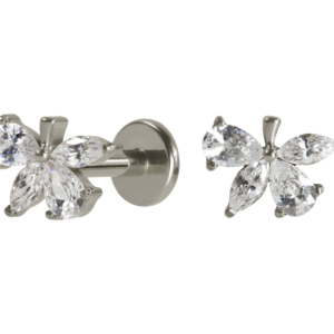 LABRET TITÂNIO PUSH PIN FOLHA C/ ZIRCÔNIA