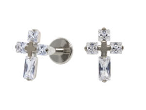 LABRET TITÂNIO R/I CRUZ C/ ZIRCÔNIA