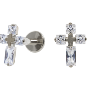 LABRET TITÂNIO R/I CRUZ C/ ZIRCÔNIA