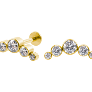 LABRET AÇO PVD GOLD R/I CLUSTER 5 PEDRAS - CRISTAL