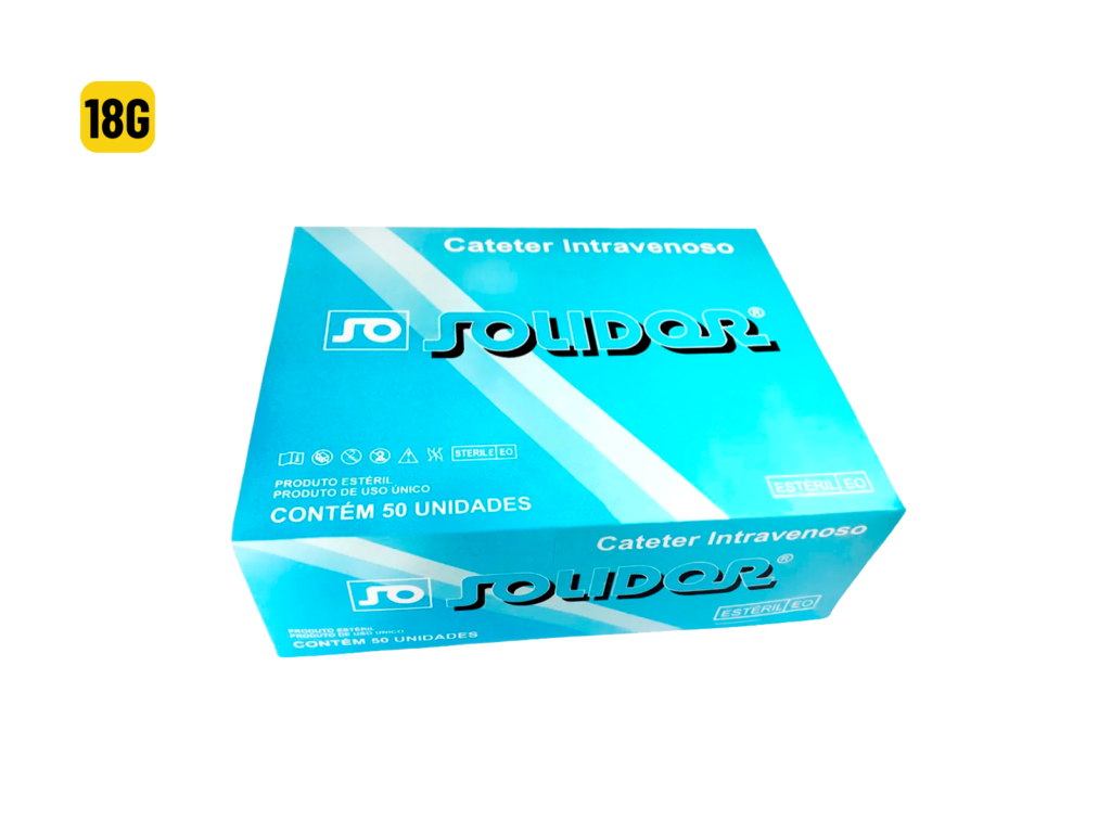 CATETER INTRAVENOSO SOLIDOR - CAIXA C/50 UN (18G)