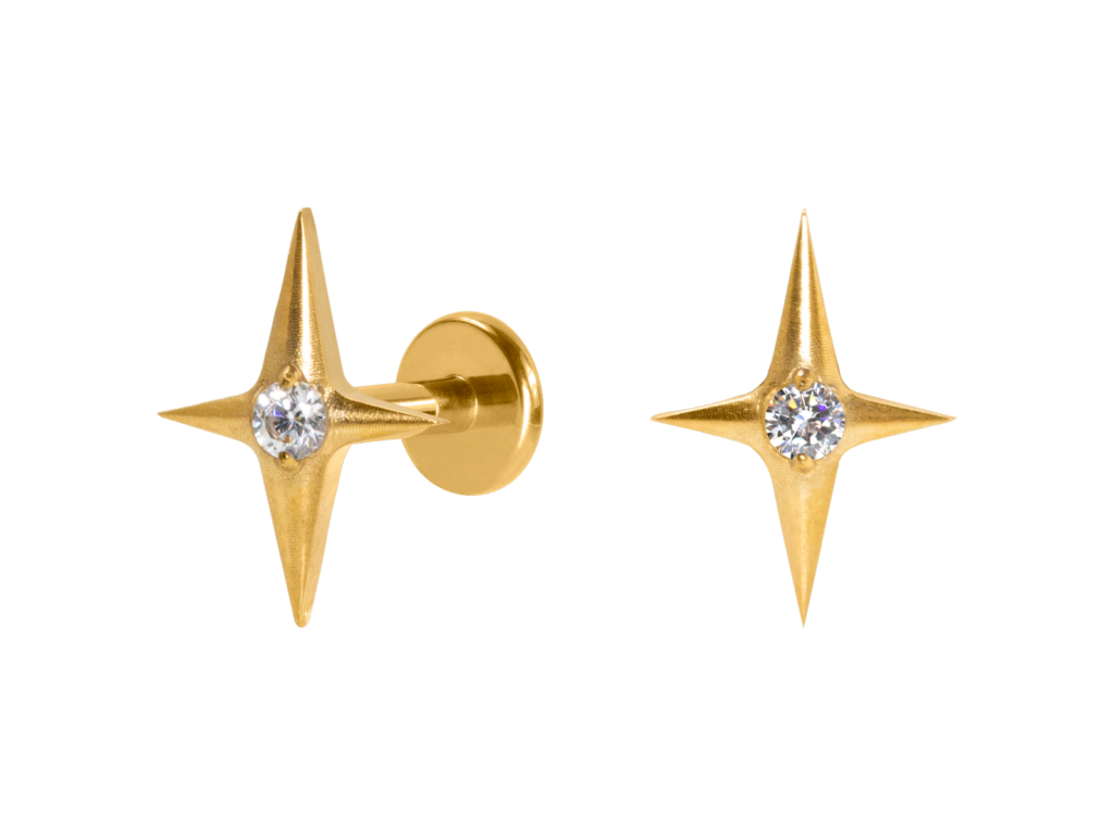 LABRET TITÂNIO PVD R/I ESTRELA C/ ZIRCÔNIA