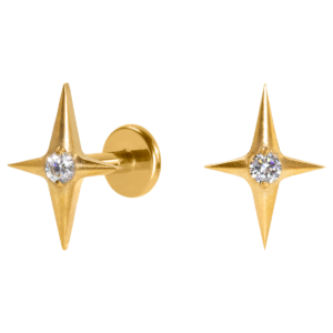 LABRET TITÂNIO PVD R/I ESTRELA C/ ZIRCÔNIA