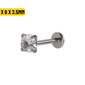 LABRET AÇO R/I C/ ZIRCÔNIA - 1.2 X 6 X 2.5MM