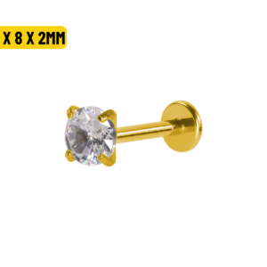 LABRET AÇO PVD GOLD R/I C/ ZIRCÔNIA - 1.2 X 8 X 2MM