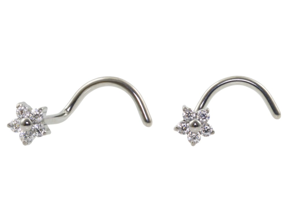 NOSTRIL TITÂNIO FLOR CRAVEJADA - 0.8 X 6.5 X 3MM