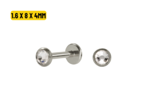 LABRET TITÂNIO R/I FLAT C/ ZIRCÔNIA – 1.6 X 8 X 4MM