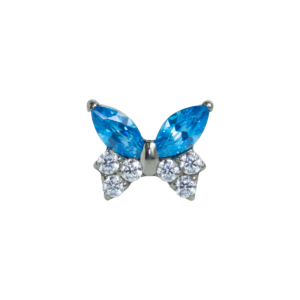 TOPO TITÂNIO 0.9 (1.2MM) - BORBOLETA C/ ZIRCÔNIA AZUL