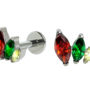 LABRET TITÂNIO R/I CLUSTER 3 ZIRCÔNIAS COLORS 2
