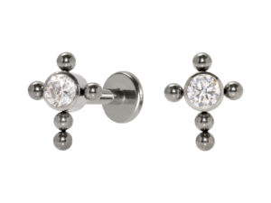 LABRET TITÂNIO R/I CRUZ C/ ZIRCÔNIA