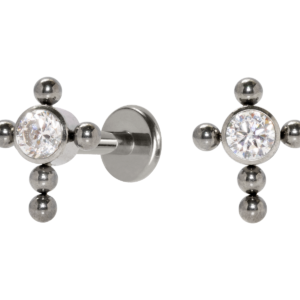 LABRET TITÂNIO R/I CRUZ C/ ZIRCÔNIA