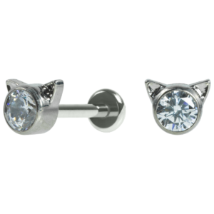 LABRET TITÂNIO R/I GATINHO C/ ZIRCÔNIA