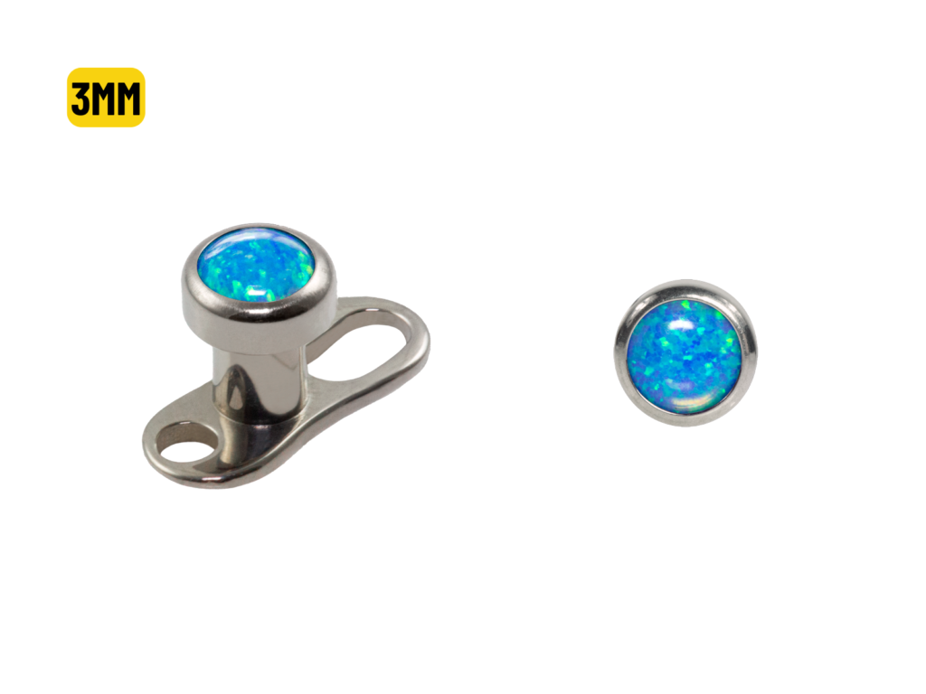 MICRODERMAL TITÂNIO C/ OPALA AZUL ESCURO - 3MM
