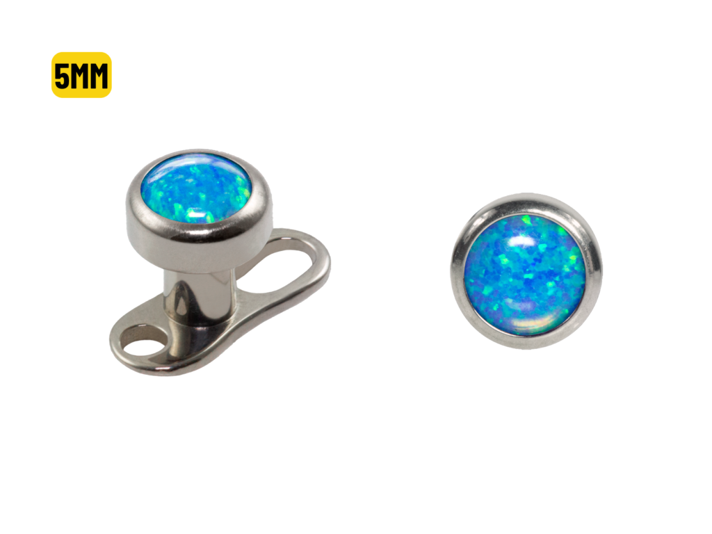 MICRODERMAL TITÂNIO C/ OPALA AZUL ESCURO - 5MM