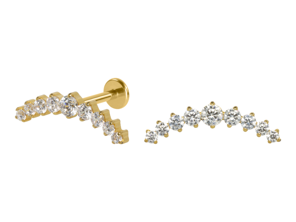 LABRET TITÂNIO PVD R/I CLUSTER 9 ZIRCÔNIAS