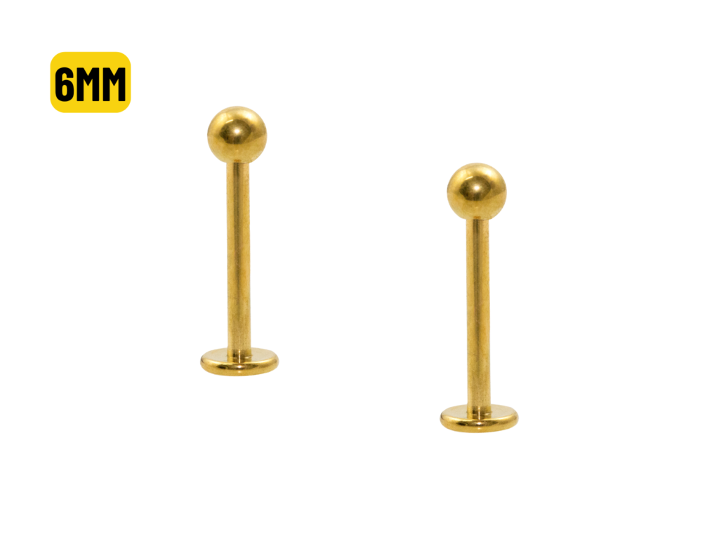 LABRET TITÂNIO PVD GOLD - 1.2 X 6 X 3MM