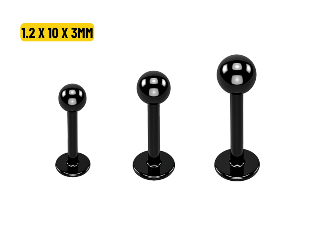 LABRET TITÂNIO PVD BLACK - 1.2 X 10 X 3MM