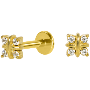 LABRET AÇO R/I 4 PEDRAS - PVD GOLD