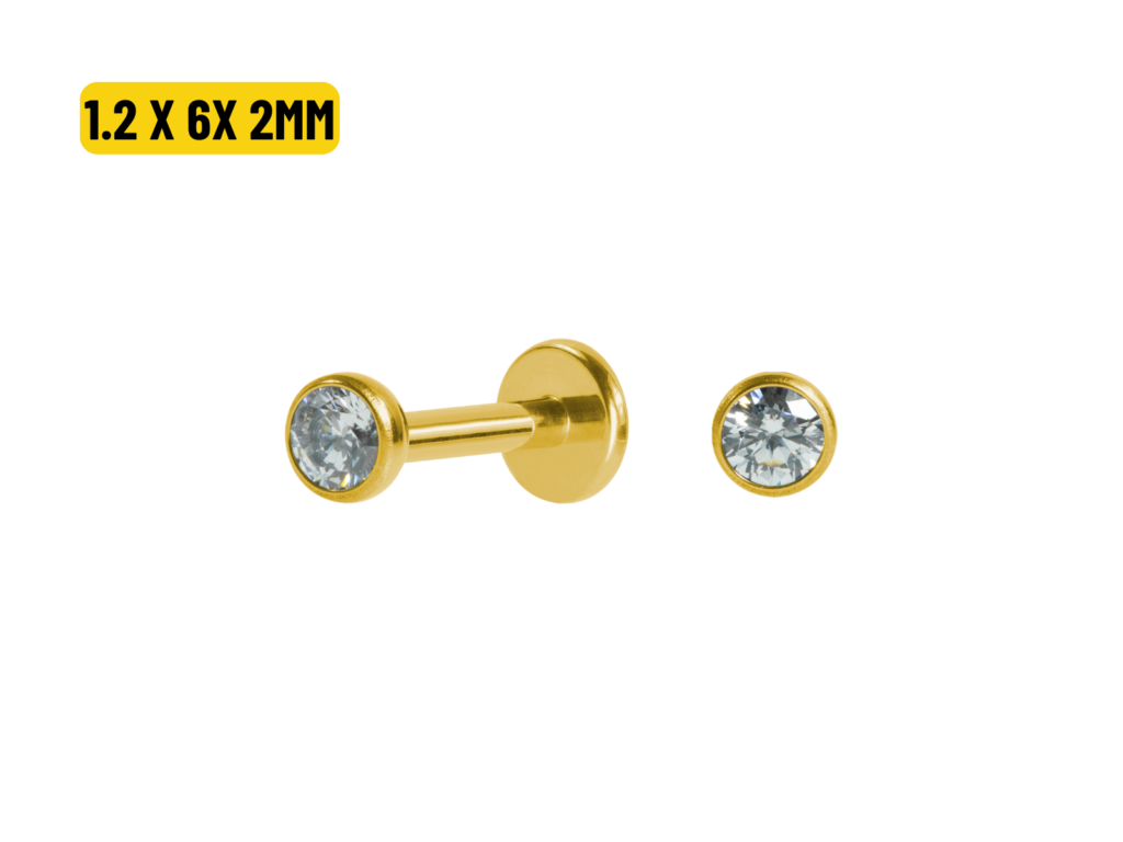 LABRET AÇO PVD R/I C/ ZIRCÔNIA CRAV. INGLESA - 1.2X6X3MM