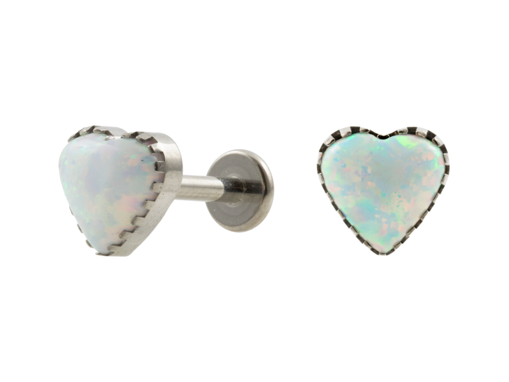 LABRET TITÂNIO R/I CORAÇÃO OPALA BOREAL - 6MM