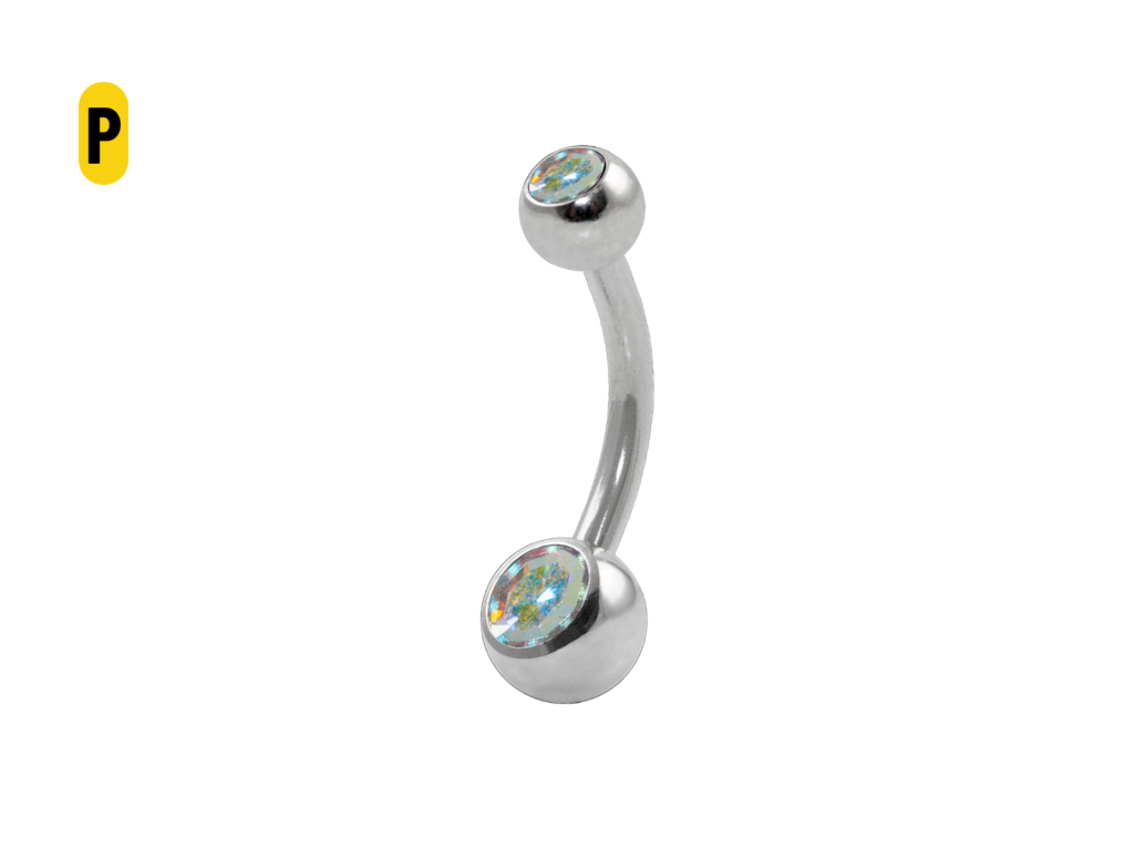 BANANA BELL AÇO C/ STRASS 2 PEDRAS BOREAL - P