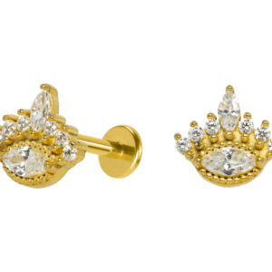 LABRET AÇO R/I INDIANO C/ ZIRCÔNIA - PVD GOLD