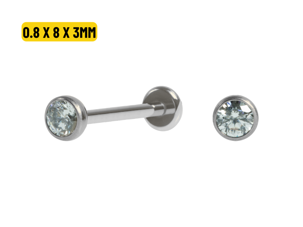 LABRET TITÂNIO PONTO DE LUZ PUSH PIN - 0.8 X 8 X 3MM