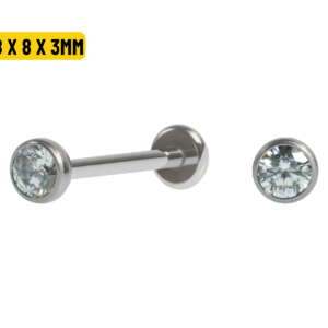LABRET TITÂNIO PONTO DE LUZ PUSH PIN - 0.8 X 8 X 3MM