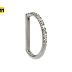 MEIA ARGOLA CLICKER TITÂNIO METADE CRAVEJADA - 12MM