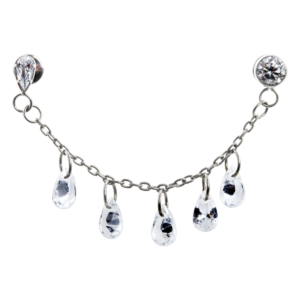 LABRET DUPLO TITÂNIO R/I GOTA CORRENTE C/ ZIRCÔNIA