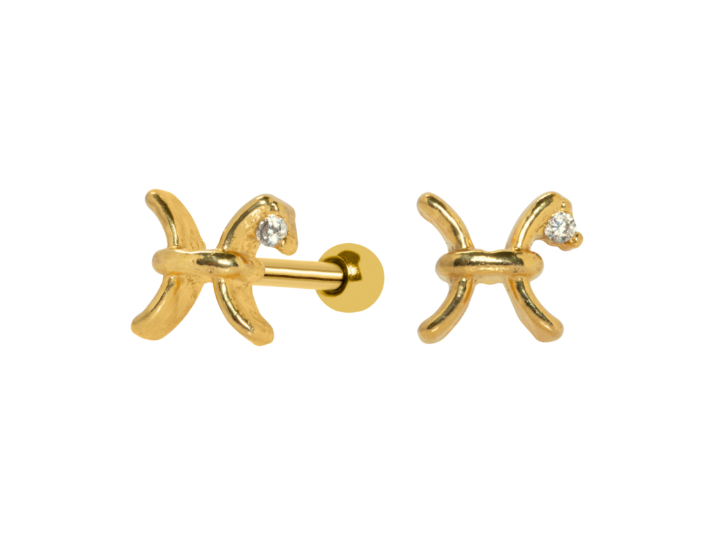 MICRO RETO SIGNO PEIXES - BANHADO A OURO