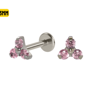 LABRET TITÂNIO R/I TRINITY C/ ZIRCÕNIA 4:3 - ROSA CLARO