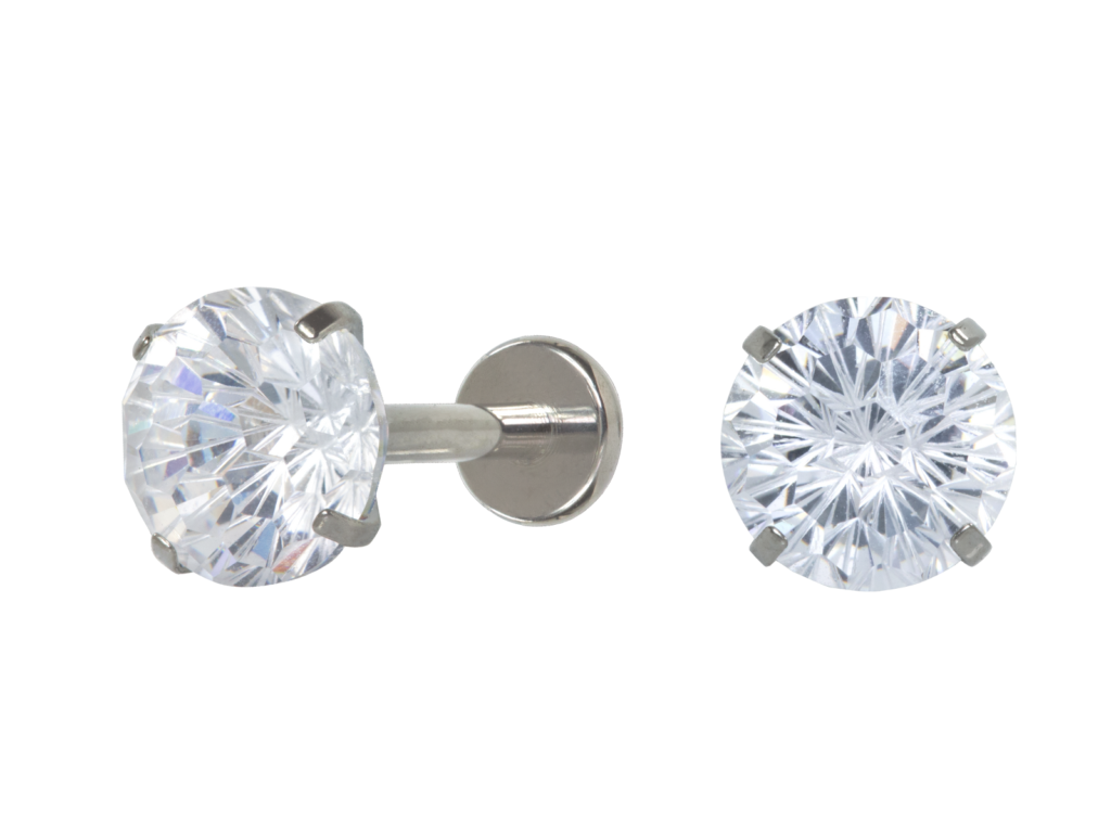 LABRET TITÂNIO R/I C/ ZIRCÔNIA - 1.2 X 8 X 6MM