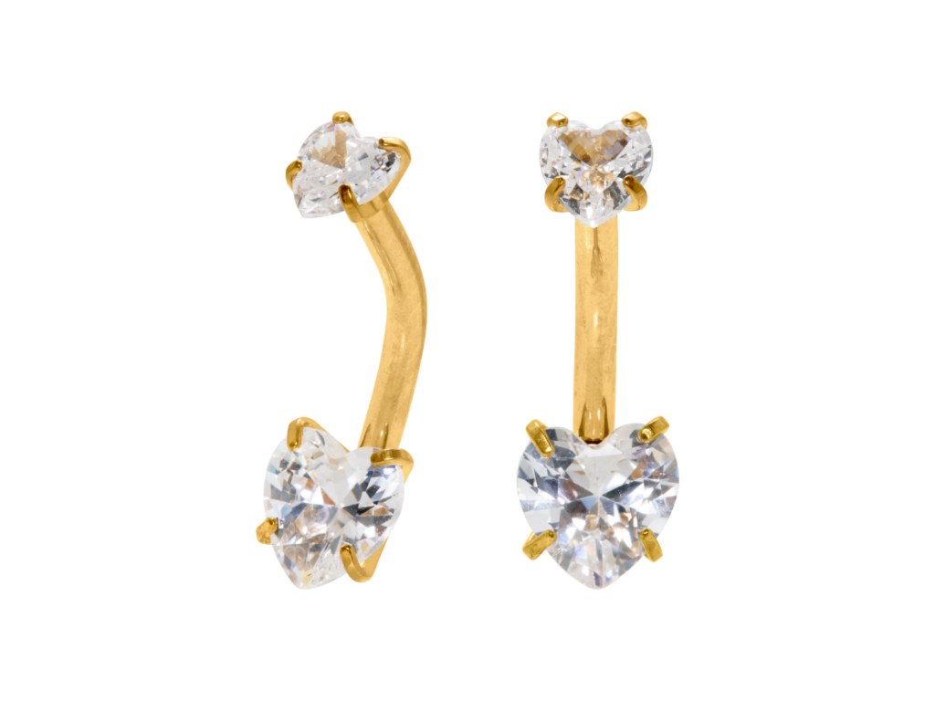 BANANA BELL AÇO PVD GOLD R/I CORAÇÃO - CRISTAL