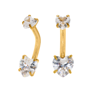 BANANA BELL AÇO PVD GOLD R/I CORAÇÃO - CRISTAL