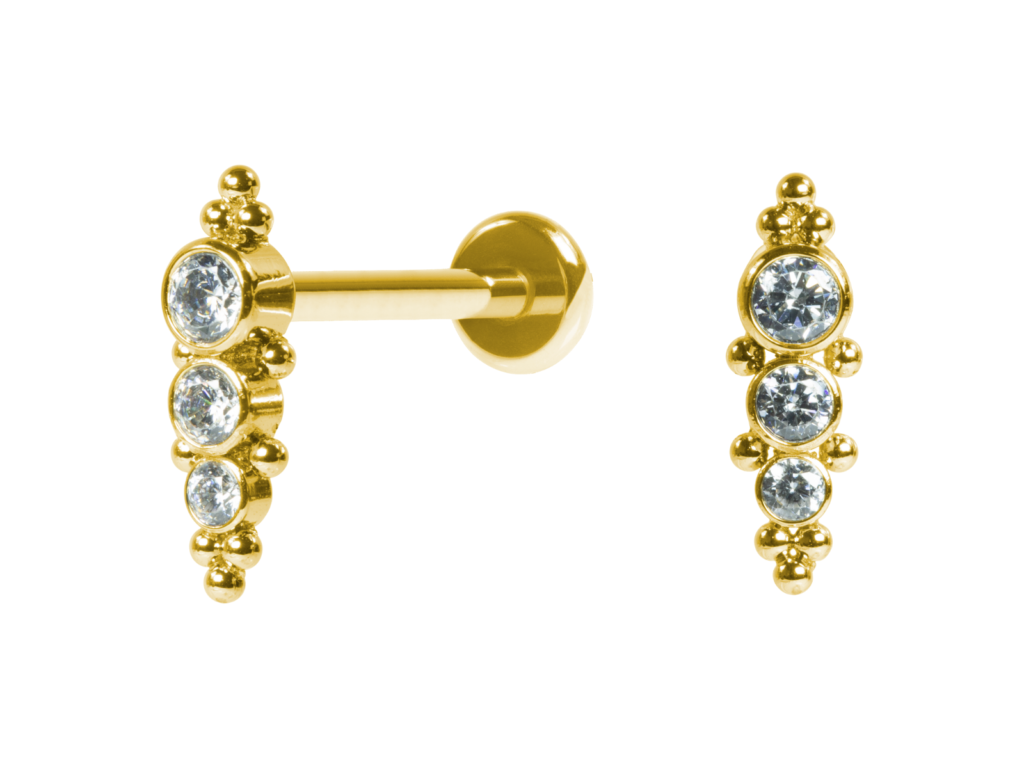 LABRET AÇO PVD GOLD R/I INDIANO C/ ZIRCÔNIA MOD5