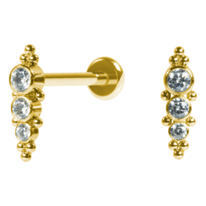 LABRET AÇO PVD GOLD R/I INDIANO C/ ZIRCÔNIA MOD5