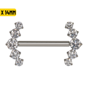 MAMILO TITÂNIO PUSH PIN CLUSTER 5 ZIRCÔNIAS - 1.6 X 14MM