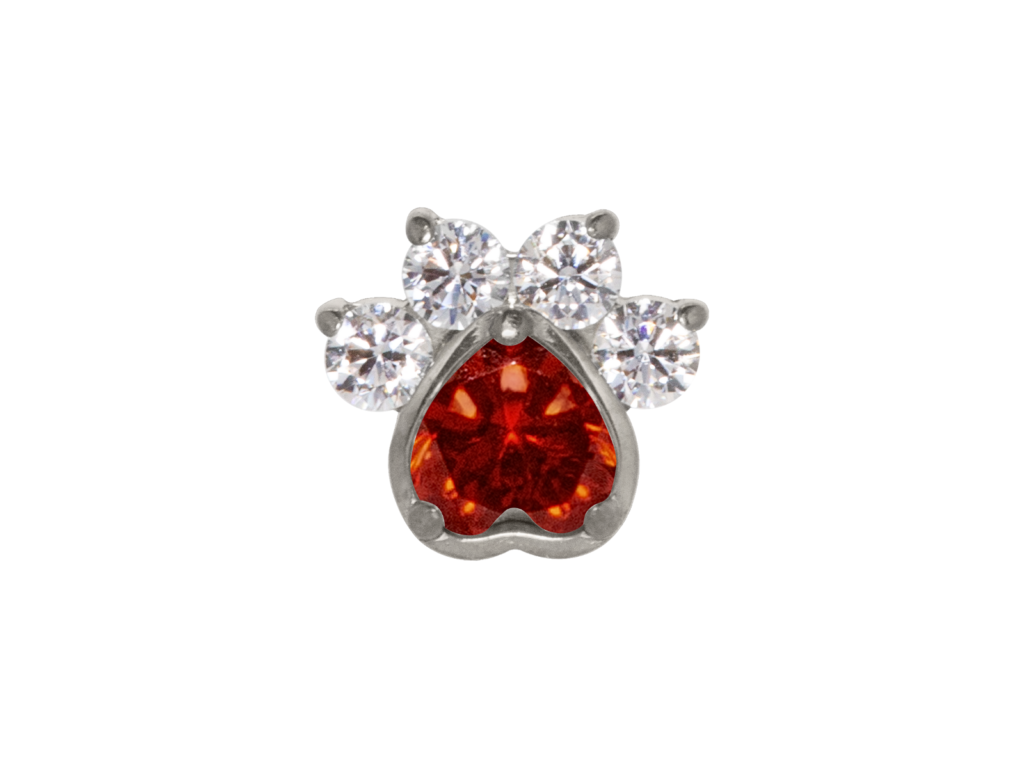 TOPO TITÂNIO 0.9 (1.2MM) - PATINHA C/ ZIRCÔNIA VERMELHA