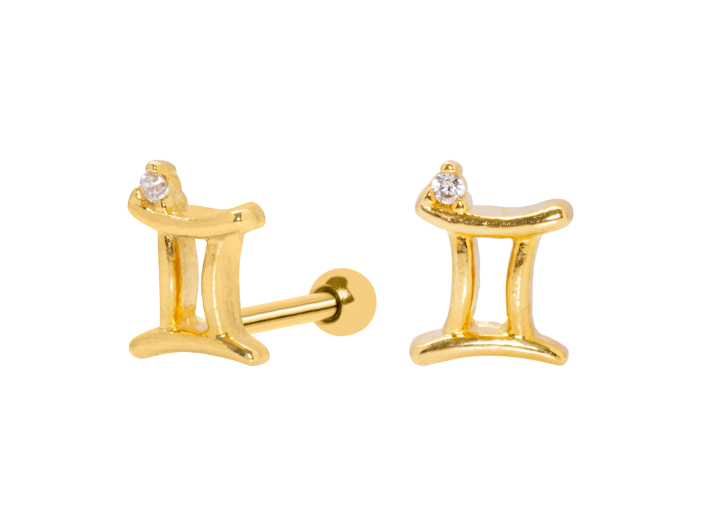 MICRO RETO SIGNO GÊMEOS - BANHADO A OURO