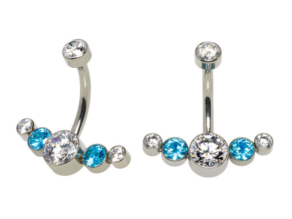 BANANA BELL TITÂNIO R/I FLAT CLUSTER MAIOR - CRISTAL/ AZUL