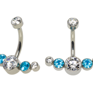 BANANA BELL TITÂNIO R/I FLAT CLUSTER MAIOR - CRISTAL/ AZUL