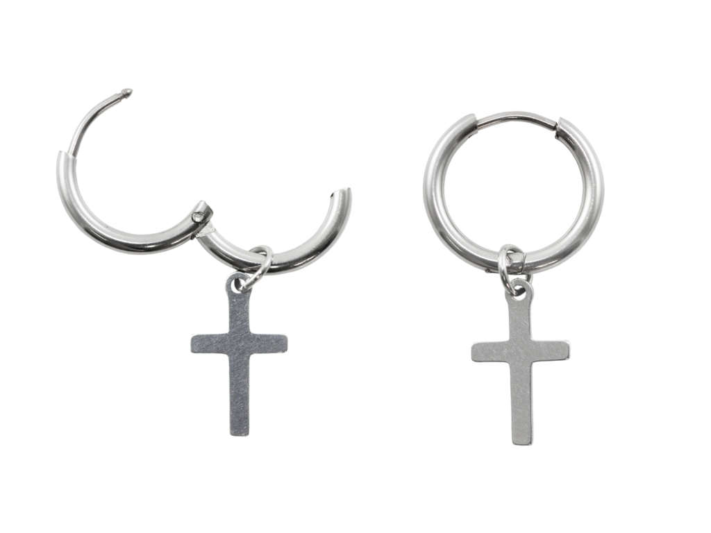 ARGOLA AÇO CLICKER C/ CRUZ - UNIDADE