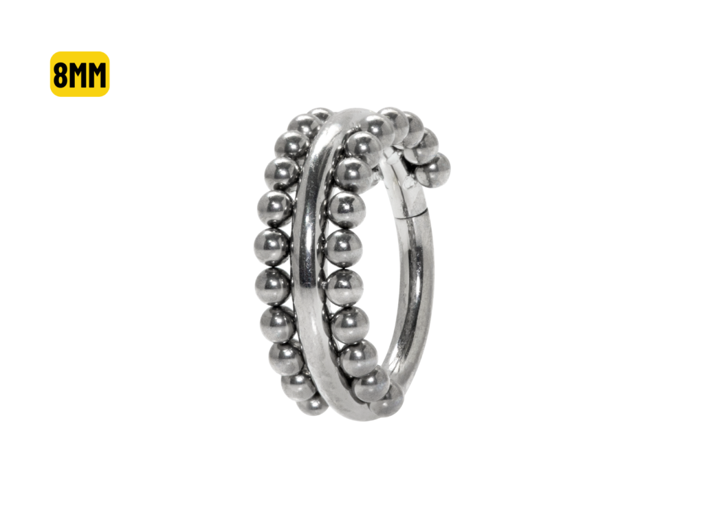 SEGMENTO CLICKER TITÂNIO 3 FILEIRAS LISA C/ ESFERAS - 8MM