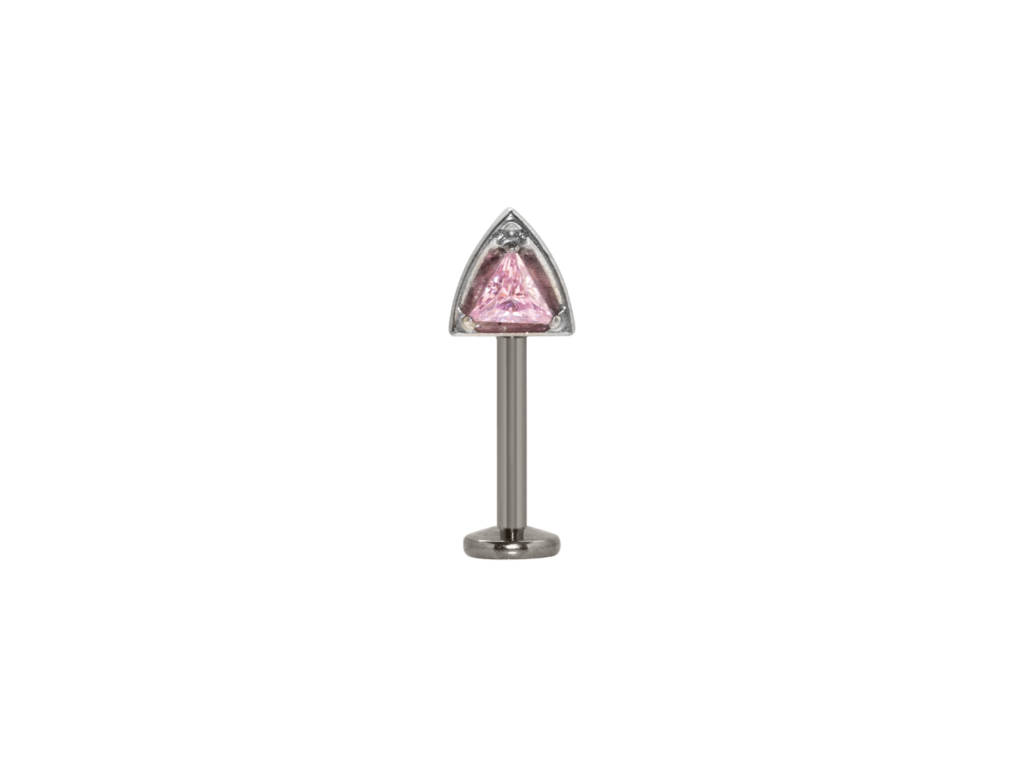 LABRET TITÂNIO R/I SPIKE C/ ZIRCÔNIA ROSA