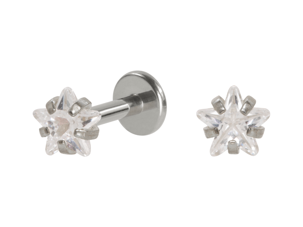 LABRET AÇO R/I ESTRELA C/ ZIRCÔNIA - 3MM