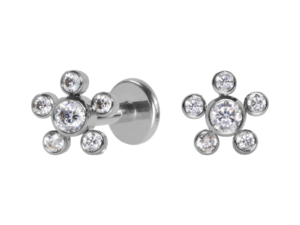 LABRET AÇO R/I FLOR C/ ZIRCÔNIA